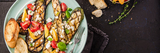 Grillad zucchini och aubergine