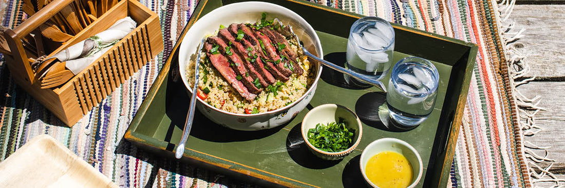 Biff och quinoasallad