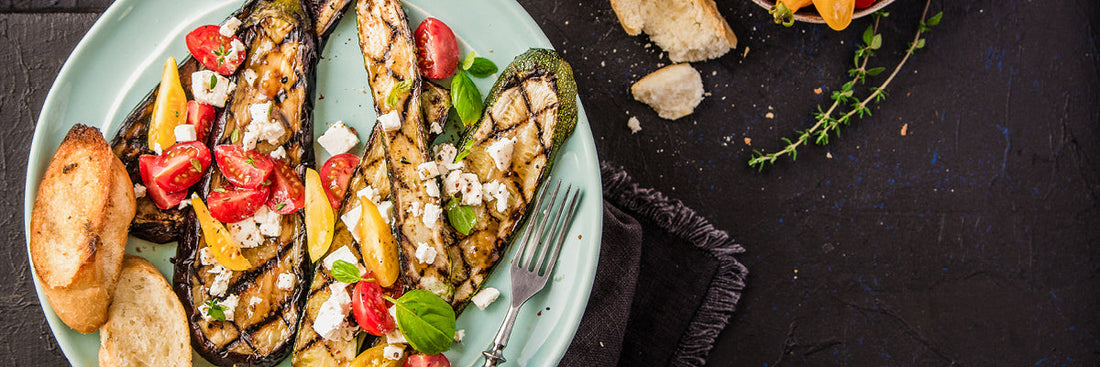 Grillad zucchini och aubergine